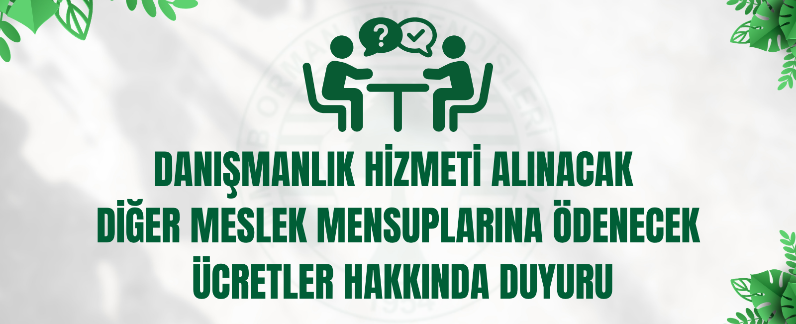 DANIŞMANLIK HİZMETİ ALINACAK DİĞER MESLEK MENSUPLARINA ÖDENECEK ÜCRETLER HAKKINDA DUYURU
