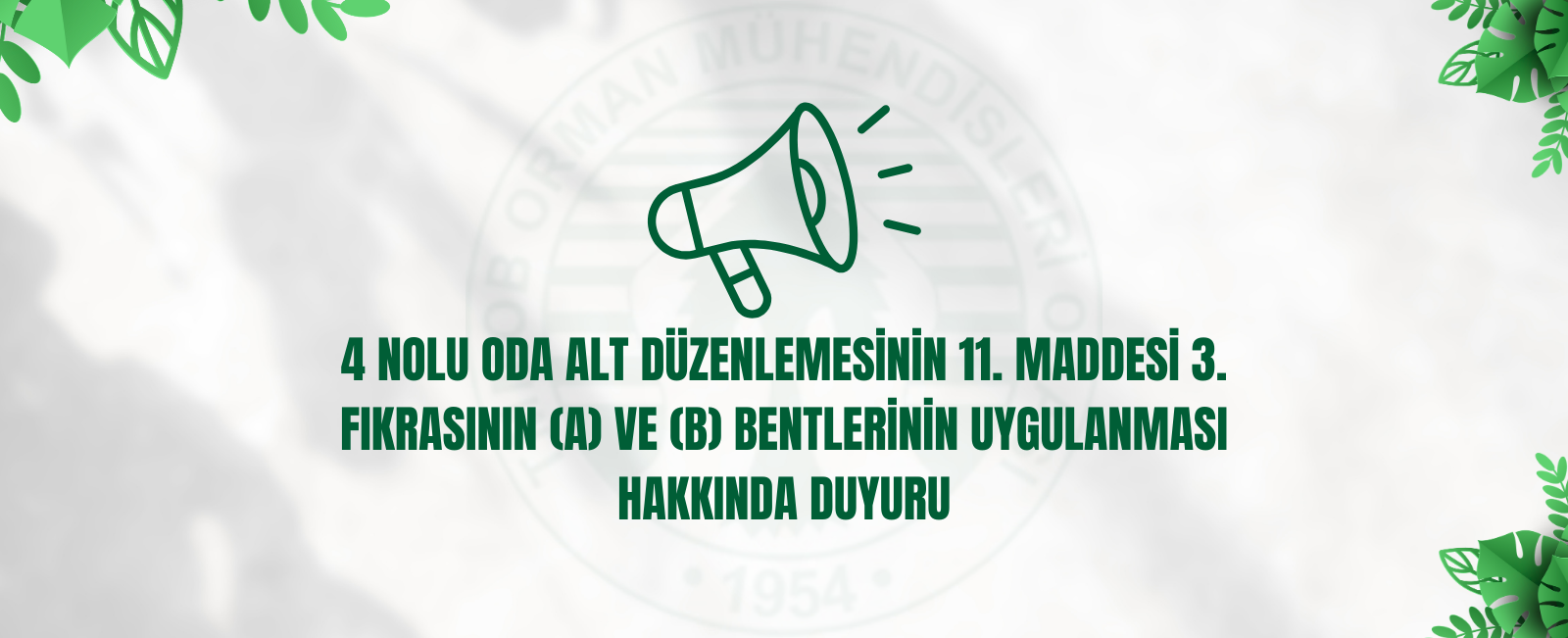 4 NOLU ODA ALT DÜZENLEMESİNİN 11. MADDESİ 3. FIKRASININ (A) VE (B) BENTLERİNİN UYGULANMASI HAKKINDA DUYURU