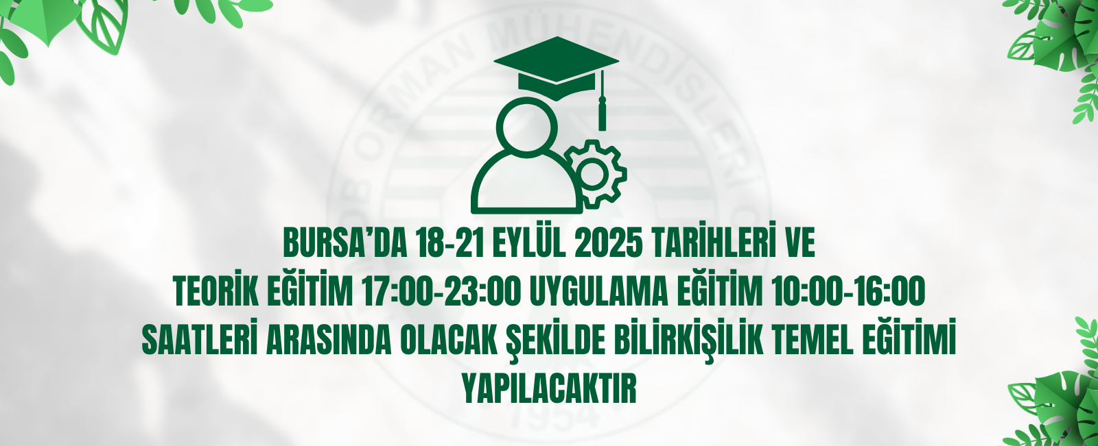 BURSA’DA 18-21 EYLÜL 2025 TARİHLERİ VE TEORİK EĞİTİM 17:00-23:00 UYGULAMA EĞİTİM 10:00-16:00 SAATLERİ ARASINDA OLACAK ŞEKİLDE BİLİRKİŞİLİK TEMEL EĞİTİMİ YAPILACAKTIR