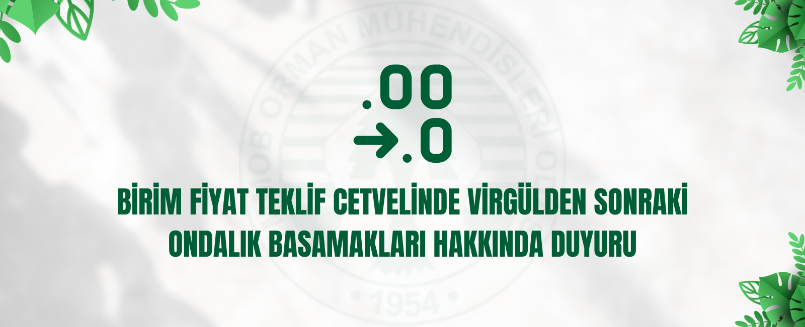 BİRİM FİYAT TEKLİF CETVELİNDE VİRGÜLDEN SONRAKİ ONDALIK  BASAMAKLARI HAKKINDA DUYURU