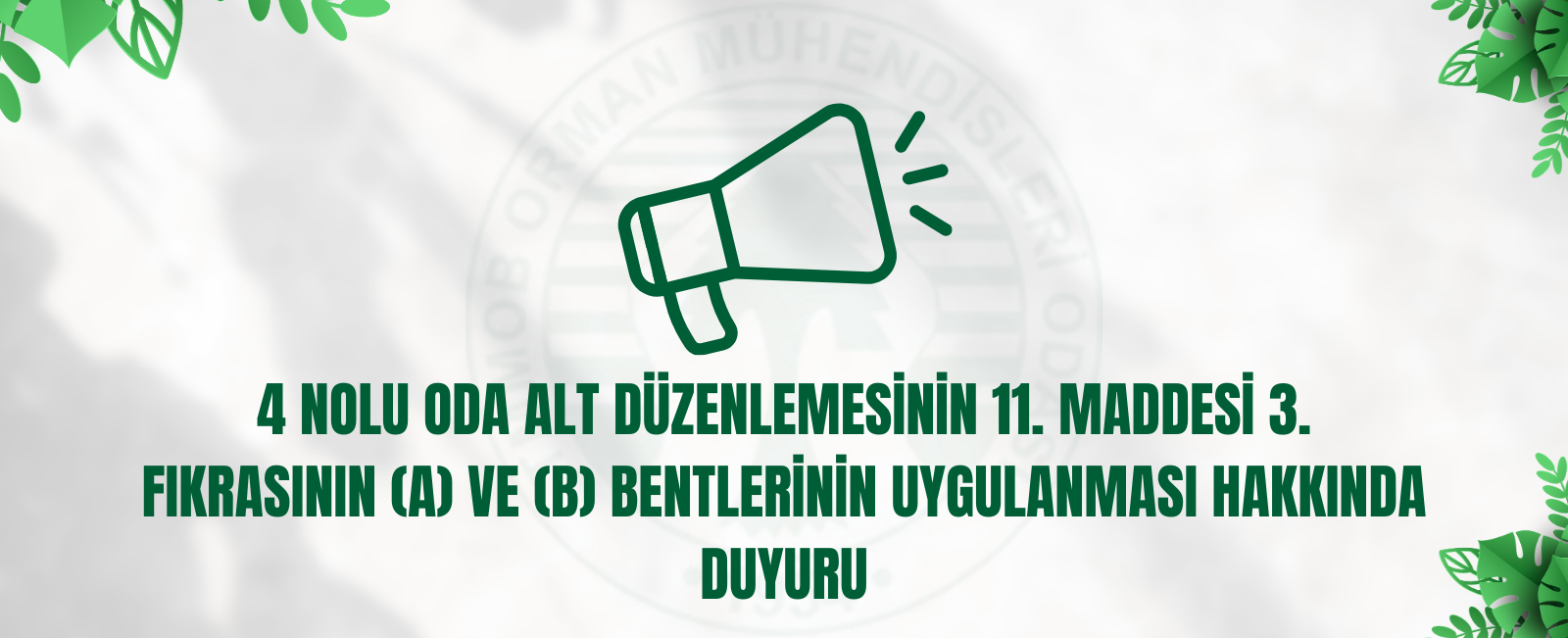 4 NOLU ODA ALT DÜZENLEMESİNİN 11. MADDESİ 3. FIKRASININ (A) VE (B) BENTLERİNİN UYGULANMASI HAKKINDA DUYURU